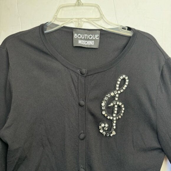 Moschino Boutique Crystal Music Cardigan Sweater Button Down Knit Soft Preppy 8 - Picture 10 of 16